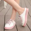 Slippers Flat Baotou Half Drag Canvas Shoes Autumn Women's Fashion All Match Small White