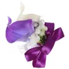 Flores decorativas decoração corsage simulação flor broche roupas de casamento acessório pographic prop noivo roxo