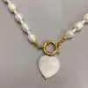 Gargantilha na moda barroco natural de água doce pérola colar para mulheres amor pingente menina festa diária casamento neckchain jóias