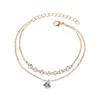 Charm Bracelets Exquisite Fashion Double Heart Crystal Bracelet Female Engagement Luxury Designer Jewelry Drop Delivery Ot3Bf