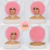 Peruker afro kinky lockig peruk med lugg korta fluffiga hår peruker för svarta kvinnor syntetiska ombre glueless cosplay naturlig brun svartrosa