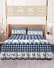 Yatak etek çiftliği ekose horoz suluboya retro elastik takılmış yatak örtüsü Yastık yatak kapağı yatak set sayfası