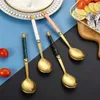 Spoons 1/2/3PCS Marble Pattern Dessert Spoon Creative Handle Nordic European-style Coffee Kitchen Accessories Imitation