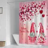 Rideaux de douche Rideau de dortoir Saint Valentin Gnome Love Set avec tissu imperméable 12 crochets pour décorations de salle de bain