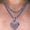 In Stock Iced Out Bling Women Jewelry 5A White Cubic Zirconia Heart Shaped Pendant Necklace With Tennis Box Chain 240323