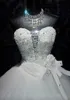 Vestido de baile vestidos de casamento 2024 vestidos de princesa sem alças com flores feitas à mão bordados apliques vestidos de casamento catedral com strass