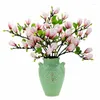 Dekorativa blommor Simulering Magnolia Artificial Silk Flower Bouquet Plant for Home Living Room Decoration Wedding Fake DIY Floral