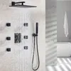 Badrumsduschuppsättningar Matt Frosted Blackened Faucet Set Contemporary 12 tum Rain Head Thermostatic Mixer Vae Drop Delivery Home Garde OT0MU