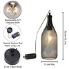 Candle Holders Modern Pendant Holder Bedroom Table Dining Light Hanging Lamp Black Wine Bottle Iron Cage LED Shade