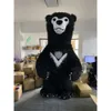 Trajes de mascote {janela em forma de coração} itable polar redondo olhos mascote preto peludo terno 3m traje de urso de pelúcia