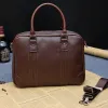 Ryggsäck Men vintage designer portfölj varumärke pu läder tote affärskontor man messenger väska avslappnad solid dator bärbar dator handväska