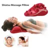 Massera nackkuddar Röd vattentät Cervical Spine Massage Pillow Simulate Human Acupressure Relief Head Neck Back Tatigue Multi-Part Shiatsu Massage 240322