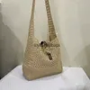 Cross Body 2023 Spring/Summer New Woven Bag Fashion Crochet Handbag Large Capacity Photography Holiday Shopping Bag Straw Woven Bag H240328