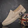 Sapatos casuais 2024 verão lona vulcanizar respirável videira grama tecido decorativo masculino baixo topo tênis elegante simples mocassins preguiçosos