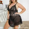 2024 Nuovo set di pizzo sexy di grandi dimensioni Fat MM intimo nero prospettiva divertente indumenti da notte 539249