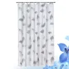 Shower Curtains Leaf Prints Partition PEVA Curtain Plastic Waterproof Copper Ring Bathing Home