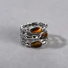 Fashion Vintage Three-Dimensional Inlaid Natural Tiger Eye Stone Ring For Women's Light Luxury High-End Jewelry Charm Trend