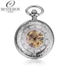 Pocket Watches Besseron Reloj Steampunk Mens Titanium Mechanical Watch Vintage Pendant Silver Chain Orologio Da Tasca271c