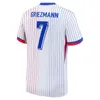 2024 25 Fan Player Jersey de football français Benzema Giroud MBAPPE GRIEZMANN Saliba Pavard Kanté Maillot de Foot Equipe Away Kids Kit Jersey Football Shirt Home Femmes S-4XL