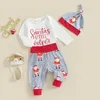 Set di abbigliamento Born Baby Boy Christmas 3 pezzi Outfit pagliaccetto pantaloni cappello set di vestiti invernali per neonati