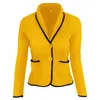 Kadın Suit S-6XL Kadın Sarı Kırmıkan Kısa Blazers Tek Göğüslü Göğüs Ofis Çalışma 2024 Kadın Artı Beden Pamuk Blazer