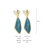 Orecchini pendenti AENSOA 2024 Moda lucida pietra blu Vintage color oro goccia geometrica per le donne Accessori gioielli ragazza