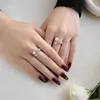 Cluster Rings Fashionable And Versatile 925 Silver Pearl Zircon Women's Ring Set With Personalized Design For Women