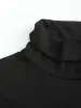 Camicia base bianca e nera alla moda T-shirt a maniche lunghe da uomo a collo alto tinta unita da uomo