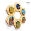 Storage Bags Hexagonal Wooden Medal Rack Combination Display Stand Decoration For Home Room Bedroom