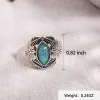 Europe and America Woman Fashion Vintage Bohemian Jewelry Natural Opal Carved 14K Gold Ring Engagement Party Wedding