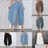 Damenhose Capris Lady Wear Mori Girl Elastische Taille Spitze Cloghet Weites Bein Wadenlange Baumwollhose Hippie Boho Frauen Drop Del Dhe3R