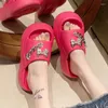 Tofflor Bow Chain Women Beach Open Toe Sandals Summer Flats Platform Shoes 2024 Walking Slitback Slides Sweet Mujer Flip Flops