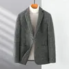 Abiti da uomo 2024 Inghilterra stile uomo blazer di lana di pecora grigio blu giacca di lana di agnello per abiti maschili uomo con moda da ufficio OOTD