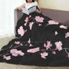 Одеяла с цветком вишни, черные растения, фланелевое мягкое одеяло с принтом на заказ, японское дерево
