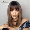 Parrucche EASIHAIR Parrucca sintetica BoBo lunga fino alle spalle con Bang Ombre Parrucche marroni per capelli lisci per donne Cosplay quotidiana resistente al calore