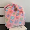 Totes mulheres bolsa de ombro de pelúcia padrão de flor bonito peludo hobo grande capacidade versátil compras macio feminino viagem