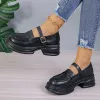 Pumps Black Patent Leather Mary Jane schoenen Dames enkel Buckle dikke hakken pumps vrouw 2023 herfst dik platform loafers schoenen dames