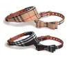 Bow Tie Dog Collars and Leash Set Classic Plaid Charm Adjustable Soft Leather Dogs Bandana and Collar for Puppy Cats 3 PCS B329098446