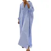 Casual Dresses Women's Cotton Linen Shirt Dress Loose Stripe Print Maxi Summer Plus-size Straight For Women Vestido