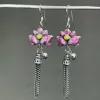 Dangle Chandelier Brincos Cloisonne Esmalte Rosa Flor De Lótus Borla Pequeno Sino Thai Sier 925 Para Mulheres Estilo Étnico Brincos Longos Retr Otswx