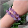 Chain Reiki Healing Jewelry Purple Crystal Quartz Strecth Armets Birthstone Mineral Pearl Charm Natural Amethysts 230710 Drop Deliv DH8KT