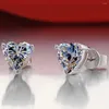 Stud Earrings Custom Solid 18K White Gold Women Moissanite Diamonds 2 Carat Heart Elegant Wedding Party Engagement Anniversary