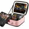 Profial Borsa per il trucco Specchio luminoso a LED Pacchetto da viaggio Pelle impermeabile Trucco portatile Pacchetto Makeup Artist Strumenti per lo styling K7Zi #