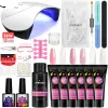 Kits professionele volledige UV -gel manicure set met 48W UV nagellamp 4/6/9 kleuren poly nagel gel Quick Extension Set Nail Art Tools Kit