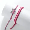 Charmarmband 2 st flätat rep vävda armband handgjorda justerbara fjärils tillbehör hängande vaxlinje för kvinnor män smycken gåva