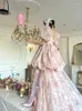 Sukienki swobodne vintage księżniczka słodka wysoka, niska przednia krótka sukienka Kobiety puchanie rękawów vestido mujer versailles Prom