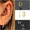 Backs Earrings Punk Rivet Round Ear Button Female Smooth Zircon Ring