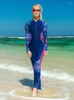 Costume da bagno da donna Donna UPF 50 Full Body Dive Skin Zip frontale Manica lunga Rashguard Costume intero Protezione solare UV Muta in lycra