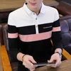 T-shirt a maniche lunghe da uomo autunno versione coreana risvolto sottile POLO tendenza giovanile abbigliamento da uomo