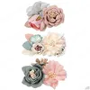 Akcesoria do włosów Baby Floral Clips Sztuczne siatkowe kwiaty Perły Spinki do włosów dla dziewcząt słodkie różane włosy ślub 3pcs/partia upuść dela dhgpi